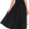 Saonta Womens Summer Short Sleeve Midi Dresses Spring Casual Crew Neck Knit Belted Pleated A Line Flowy Wedding Guest Dress