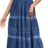 Saonta  Women's Maxi Dress Sleeveless Denim Long Summer A-line Casual Blue Cotton Boho Flowy Sundresses for Women