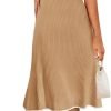 Saonta  Women's V Neck Ribbed Knit Midi Dress Short Sleeve Button Elegant Bodycon Sweater Dresses