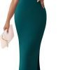 Saonta Womens Summer Casual Square Neck Bodycon Midi Dresses 2024 Spring Sleeveless Side Slit Knit Beach Vacation Long Dress