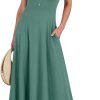 Saonta  Women Summer Casual Sleeveless Maxi Sundress Button Fit & Flare A-Line Flowy Long Dresses 2024 Beach Outfits