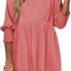 Saonta  Womens Summer Tunic Dress Casual Loose Short Sleeve Crew Neck Flowy Swing Mini Shift Dresses