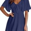 Saonta  Womens Dresses 2024 Spring Summer Deep V Neck Elegant Bow tie Mini Dress S-XL