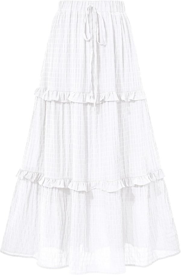 Saonta  Women's Long Summer Skirt 2024 Elegant High Waist Cocktail Party Wedding Guest Dress Flared A-Line Midi Skirts