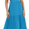 Saonta  Women's Summer Casual Long Maxi Beach Vacation Dresses Sleeveless Square Neck Flowy Tiered Sun Dress with Pockets