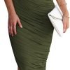 Saonta Women's Ruched Bodycon Dress 2024 Summer One Shoulder Sleeveless Party Cocktail Pencil Dresses