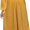 Saonta  Womens V Neck Flowy Ruffle Pleated Casual Fall Dress