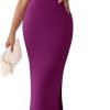 Saonta Womens Summer Casual Square Neck Bodycon Midi Dresses 2024 Spring Sleeveless Side Slit Knit Beach Vacation Long Dress