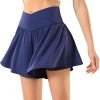 Womens Tennis Skirt with Pockets Crossover High Waisted Athletic Shorts Golf Skorts Flowy Running Workout Shorts