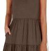 Saonta  Womens Summer Casual Tank Dress Sleeveless V Neck T Shirt Sundress Flowy Tiered Swing Mini Beach Vacation Dresses