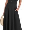 Saonta  Women Summer Casual Sleeveless Maxi Sundress Button Fit & Flare A-Line Flowy Long Dresses 2024 Beach Outfits
