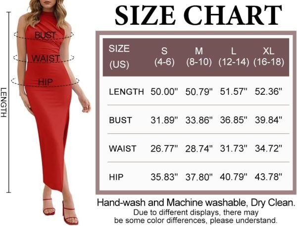 Saonta  Women's Sleeveless Bodycon Maxi Dress 2024 Mock Neck Ruched Side Slit Long Tank Dress