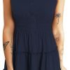 Saonta  Womens Summer Dresses 2024 Sleeveless Button Down Smocked Elastic Waist Ruffle Tiered Casual Swing Mini Dress