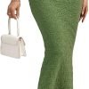 Saonta  Women's Texture Bodycon Maxi Skirt High Waist Pencil Long Skirts