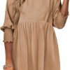 Saonta  Womens Summer Tunic Dress Casual Loose Short Sleeve Crew Neck Flowy Swing Mini Shift Dresses