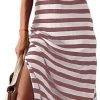 Saonta  Summer Dress Casual Womens Fashion Short Sleeve Maxi Dress T Shirt Dress Striped Long Color Block Maxi Dress