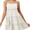 Women's Summer Mini Dress Sleeveless Boho Spaghetti Strap Dresses Casual Flowy A Line Cami Dress S-XXL