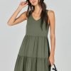 Saonta  Womens Summer Casual Tank Dress Sleeveless V Neck T Shirt Sundress Flowy Tiered Swing Mini Beach Vacation Dresses