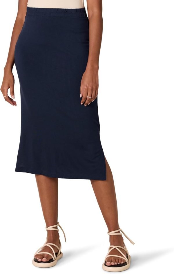Saonta  Women's Pull-On Knit Midi Skirt (Available in Plus Size)