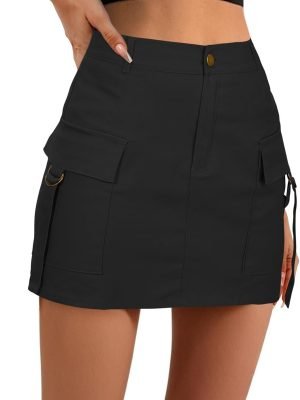61YyPmZXBVL._AC_SL1500 Saonta High Waisted Saonta Mini Skirt Black Denim Skirt Women Bodycon Denim Mini Skirt Y2K Button Black Mini Skirt Dressy Casual Y2K Jean Skirt for Women with Pockets Black Large