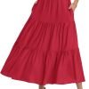 Saonta  Women??s Summer Boho Elastic Waist A-Line Beach Flowy Swing Ruffle Hem Tiered Maxi Skirt with Pockets