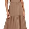 Saonta  Women's Summer Casual Long Maxi Beach Vacation Dresses Sleeveless Square Neck Flowy Tiered Sun Dress with Pockets