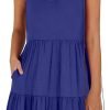 Saonta  Womens Summer Casual Tank Dress Sleeveless V Neck T Shirt Sundress Flowy Tiered Swing Mini Beach Vacation Dresses