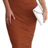 Saonta Women's Ruched Bodycon Dress 2024 Summer One Shoulder Sleeveless Party Cocktail Pencil Dresses