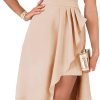 Saonta  Womens One Shoulder Sleeveless Ruffle Empire Waist Asymmetrical High-Low Bodycon Formal Wedding Guest Midi Dresses