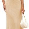Saonta  Women's V Neck Ribbed Knit Maxi Dress Button Short Sleeve Slim Fit Bodycon Sweater Dress
