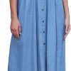 Saonta  Women's Maxi Dress Sleeveless Denim Long Summer A-line Casual Blue Cotton Boho Flowy Sundresses for Women