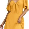 Saonta  Womens Dresses 2024 Spring Summer Deep V Neck Elegant Bow tie Mini Dress S-XL