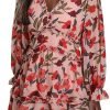 Saonta  Womens 2024 Spring Summer Deep V Neck Ruffle Floral Flowy Mini Dress