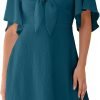 Saonta  Womens Dresses 2024 Spring Summer Deep V Neck Elegant Bow tie Mini Dress S-XL