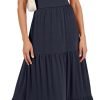Saonta  Women's Summer Casual Long Maxi Beach Vacation Dresses Sleeveless Square Neck Flowy Tiered Sun Dress with Pockets