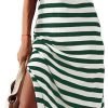 Saonta  Summer Dress Casual Womens Fashion Short Sleeve Maxi Dress T Shirt Dress Striped Long Color Block Maxi Dress