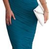 Saonta Women's Ruched Bodycon Dress 2024 Summer One Shoulder Sleeveless Party Cocktail Pencil Dresses