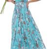 women's summer wedding guest dress chiffon boho floral ruffle short sleeve v neck casual flowy maxi sundress