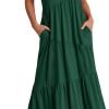 Saonta  Women Summer Maxi Dress Short Sleeve Swing Casual Asymmetric Tiered Vacation Long Beach Sundress Outfits
