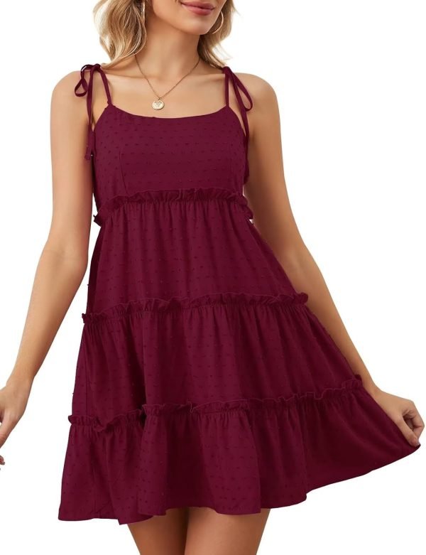 Women's Summer Mini Dress Sleeveless Boho Spaghetti Strap Dresses Casual Flowy A Line Cami Dress S-XXL