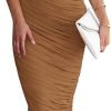 Saonta Women's Ruched Bodycon Dress 2024 Summer One Shoulder Sleeveless Party Cocktail Pencil Dresses
