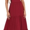 Saonta  Women's Summer Casual Long Maxi Beach Vacation Dresses Sleeveless Square Neck Flowy Tiered Sun Dress with Pockets