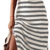 Saonta  Summer Dress Casual Womens Fashion Short Sleeve Maxi Dress T Shirt Dress Striped Long Color Block Maxi Dress