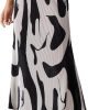 Saonta  Women's High Waist Graphic Print A Line Pleated Long Skirt