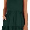Saonta  Womens Summer Casual Tank Dress Sleeveless V Neck T Shirt Sundress Flowy Tiered Swing Mini Beach Vacation Dresses