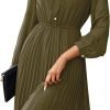 Saonta  Work Dresses for Women 2023 Long Sleeves Chiffon Black Dress Retro Pleated Buttons Down Bow Tie Loose Causal Dresses
