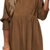 Saonta  Womens Summer Tunic Dress Casual Loose Short Sleeve Crew Neck Flowy Swing Mini Shift Dresses