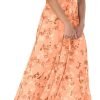 women's summer wedding guest dress chiffon boho floral ruffle short sleeve v neck casual flowy maxi sundress