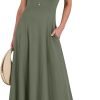 Saonta  Women Summer Casual Sleeveless Maxi Sundress Button Fit & Flare A-Line Flowy Long Dresses 2024 Beach Outfits