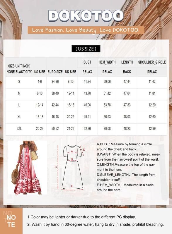 Saonta  Women Summer Dresses 2024 Spaghetti Strap Scoop Neck Smocked Ruffle Flowy Boho Maxi Dress